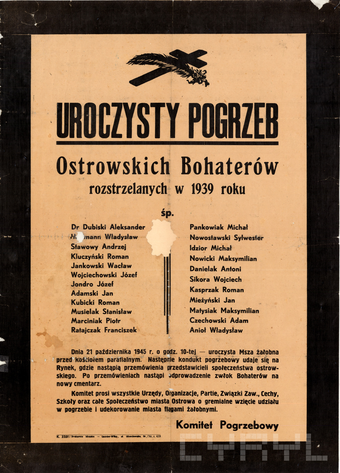 Program uroczystości pogrzebowych