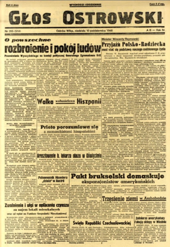 Głos Ostrowski 1948.10.10 R.IV nr265(514)