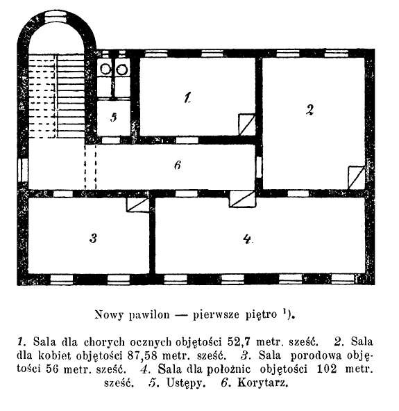 Pierwsze piętro - plan nowego pawilonu Szpitala Starozakonnych w Kaliszu