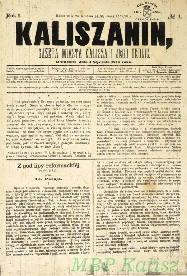kALISZANIN nr 1 z 1870 roku