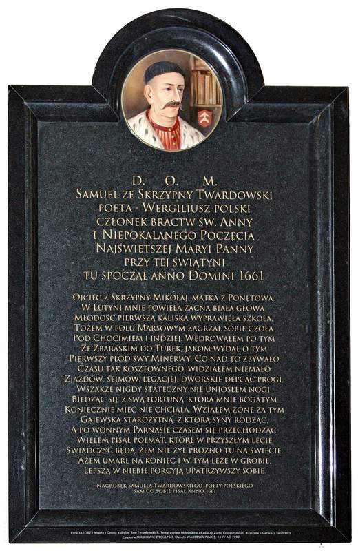 Epitafium Samuela Twardowskiego ze Skrzypny w kościele pw. Matki Bożej przy Żłóbku w Kobylinie