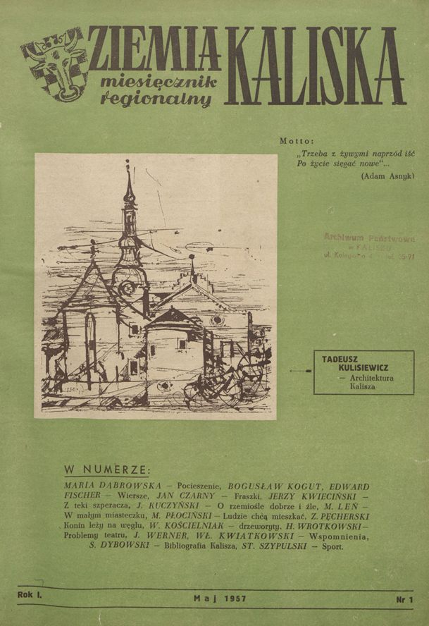 Strona tytułowa pierwszego wydania Ziemi Kaliskiej
