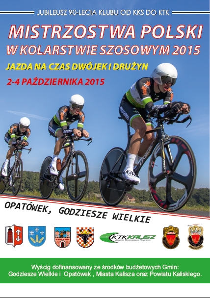 Plakat Mistrzostw Polski w jeździe na czas dwójek i drużyn w kolarstwie szosowym 2015
