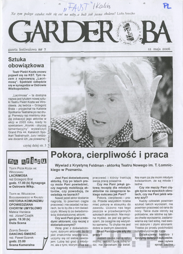 Siódmy numer gazety festiwalowej Garderoba z 12 maja 2006 roku