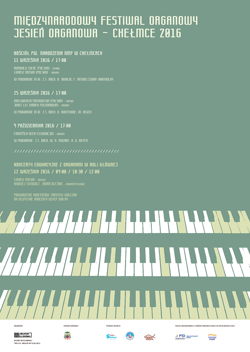 Plakat I Międzynarodowego Festiwalu Organowego „Jesień Organowa – Chełmce 2016”