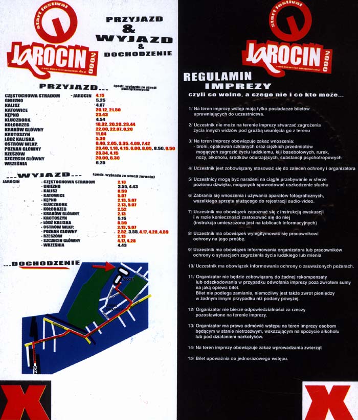 Karnet na Start Festiwal - Jarocin 2000