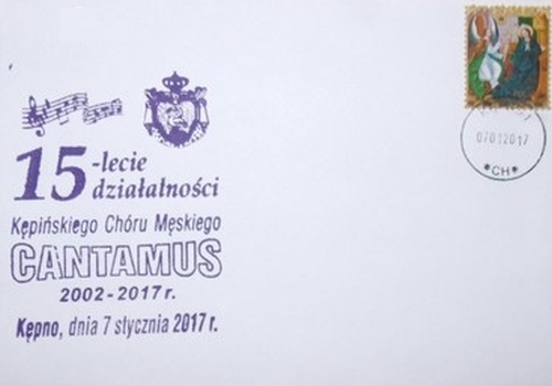 Całość pocztowa z okazji 15 Lecie Chóru Męskiego Cantamus w Kępnie