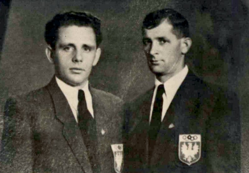 Olimpijczycy na I.O. w Londynie 1948 – Marian Matłoka ( z lewej) i Alfons Jeżewski