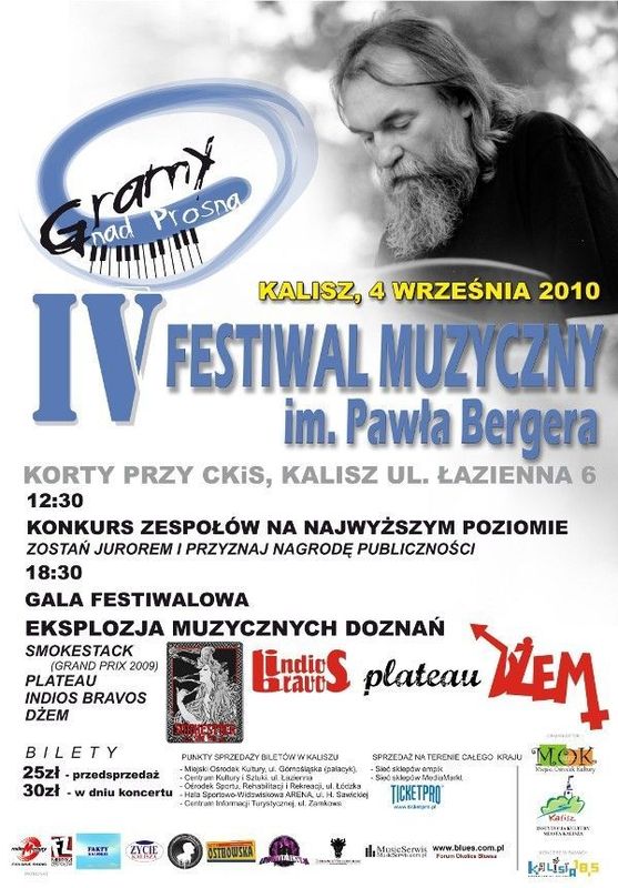 Plakat IV edycji Festiwalu Muzycznego im. Pawła Bergera w Kaliszu