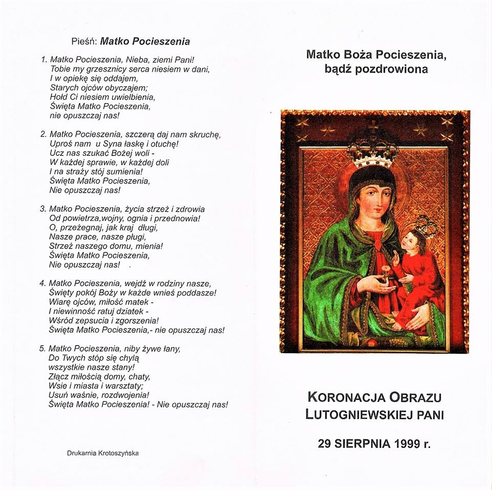 Program uroczystość koronacji cudownego obrazu Matki Bożej Pocieszenia w Lutogniewie