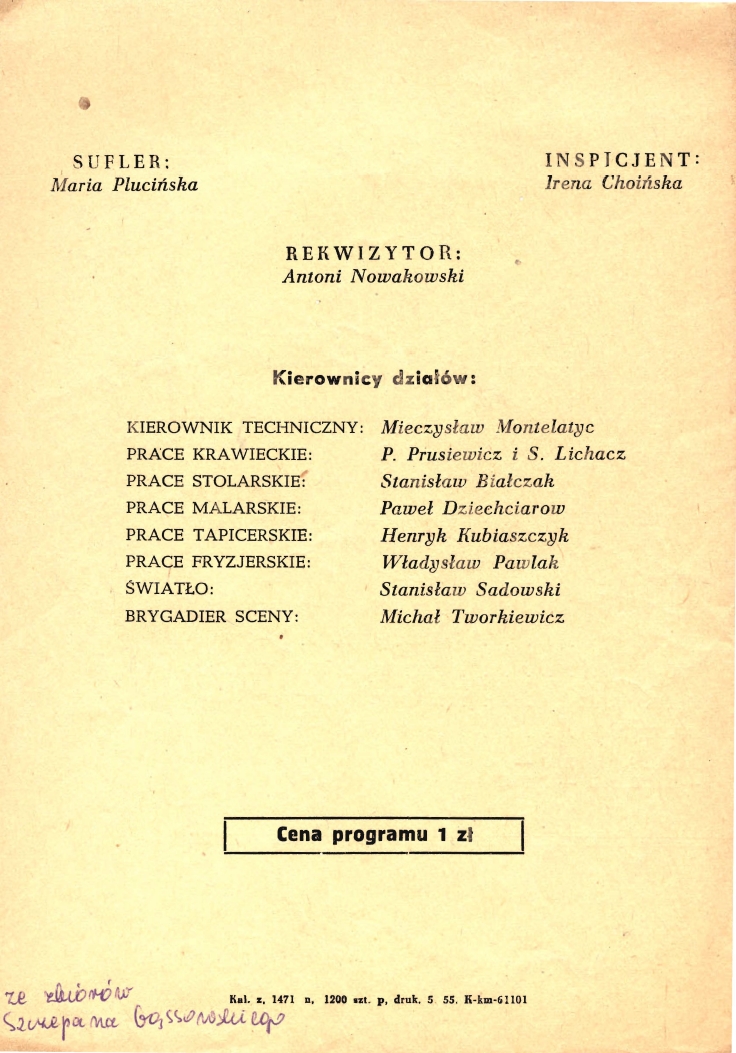 Program przedstawienia „Żeglarz” Jerzego Szaniawskiego (strona 4) 