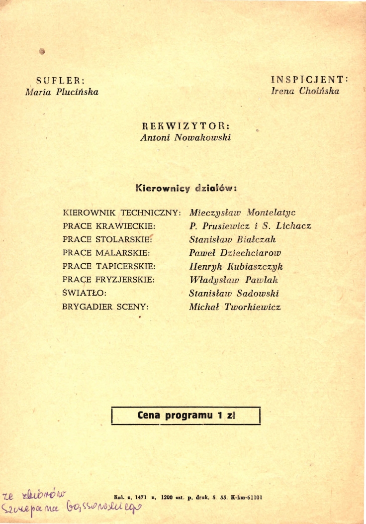 Program przedstawienia „Żeglarz” Jerzego Szaniawskiego (strona 4)