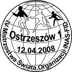 Stempel okolicznościowy z okazji IV Mistrzostw Świata Organizacji INAS-FID projektu Henryka Dembskiego